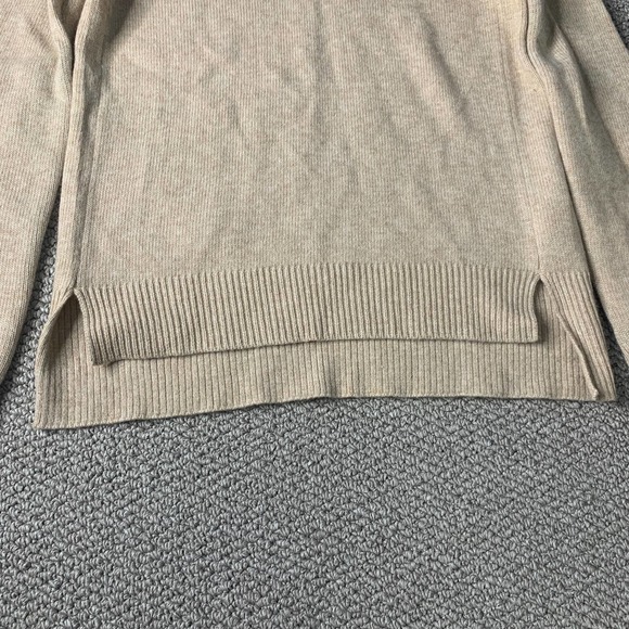 J. Crew Womens Sweater Size XS Tan Wool Cashmere Blend Leather Trim Pullover - Picture 4 of 14